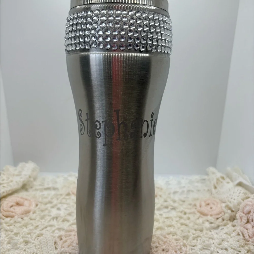 Embellished stainless steel Stephanie tumbler with lid